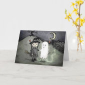 Witch en Ghost in Love Kaart (Gele Bloem)