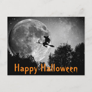 Witch en Moon Halloween Briefkaart