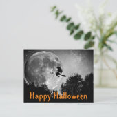 Witch en Moon Halloween  Briefkaart (Staand voorkant)
