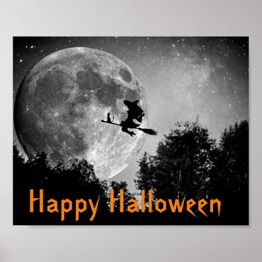 Witch en Moon Halloween Poster (Voorkant)