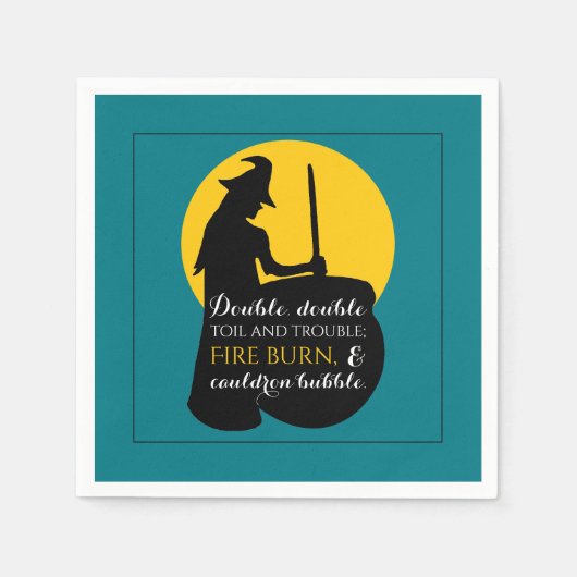 Witch en Moon Magic Spell Napkin Servet (Voorkant)