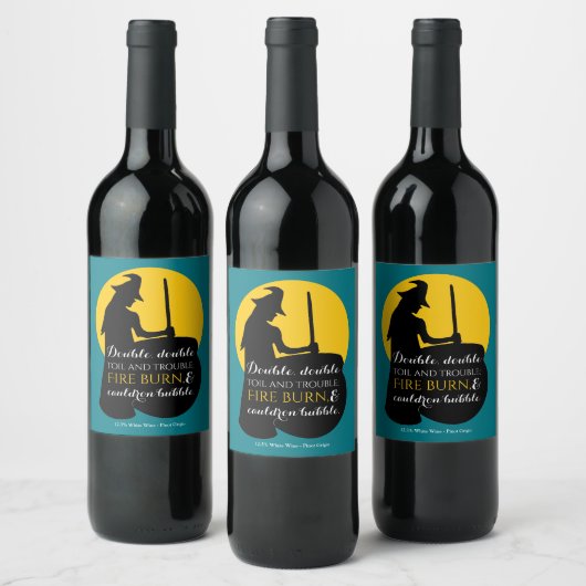 Witch en Moon Magic Spell Wine Label Wijn Etiket (Flessen)