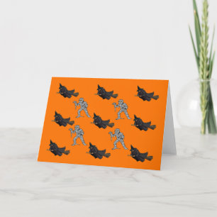 Witch en Mummy Pattern Halloween Wenskaart Kaart