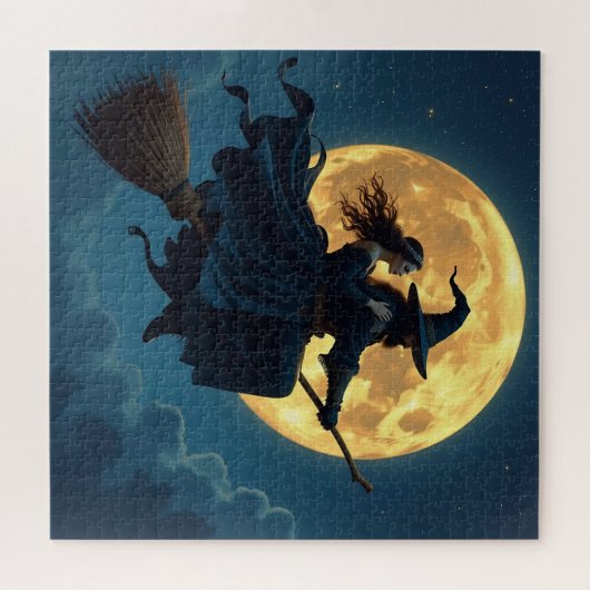 Witch en Warlock gepersonaliseerde Halloween Legpuzzel (Horizontaal)