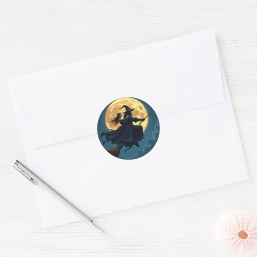 Witch en Warlock Halloween Ronde Sticker (Envelop)