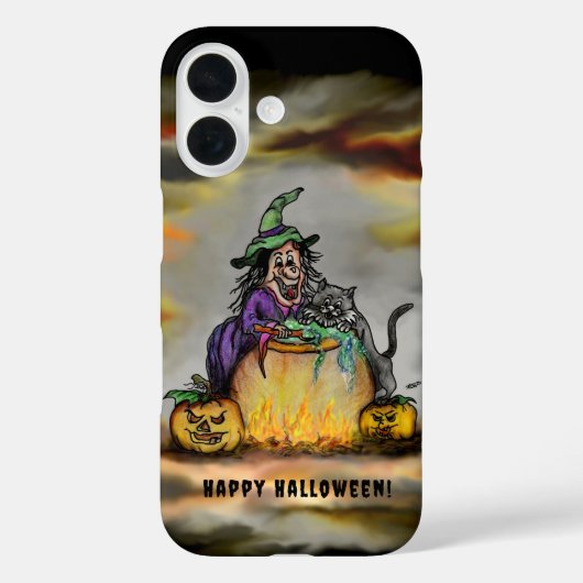 Witch en zwarte kat, Happy Halloween! Case-Mate iPhone Case (Achterkant)