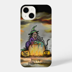 Witch en zwarte kat, Happy Halloween! iPhone 14 Hoesje