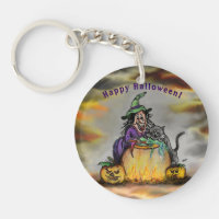 Witch en zwarte kat, Happy Halloween!