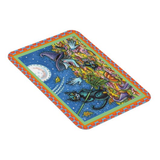 WITCH EN ZWARTE VANGERSCHAPSREMMEN, FUNNY HALLOEEN MAGNEET (Rechterzijde)