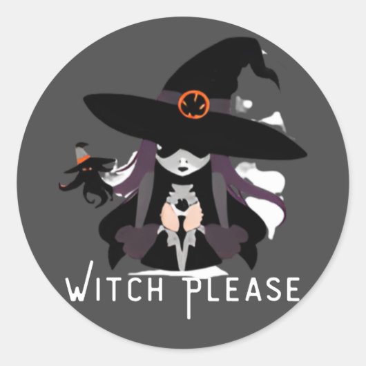 Witch Face Ronde Sticker (Voorkant)