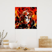 Witch Fiery Skull Poster (Keuken)