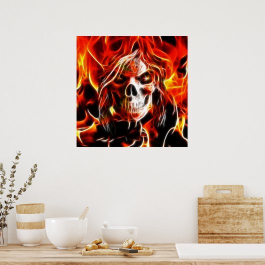 Witch Fiery Skull Poster (Keuken)