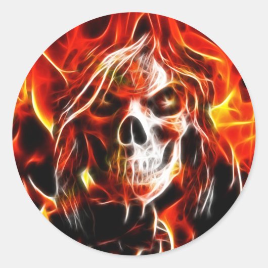 Witch Fiery Skull Ronde Sticker (Voorkant)