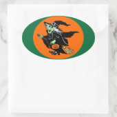 Witch Flying Halloween Cartoon Ovale Sticker (Tas)
