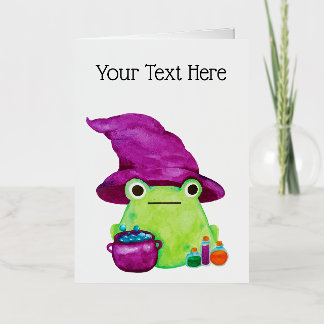 Witch Frog Met Cauldron En Potions Waterverf Folie Wenskaart