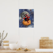 Witch Girl en Cat Moon Halloween Poster (Keuken)