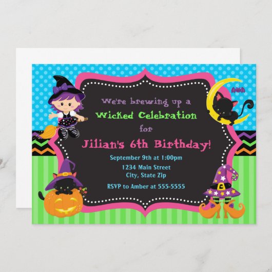 Witch Halloween Anniversaire Fête Invitation (Devant / Derrière)