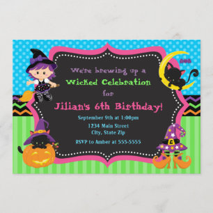 Witch Halloween Anniversaire Fête Invitation