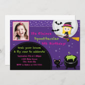 Witch Halloween Anniversaire Invitation Blonde (Devant / Derrière)