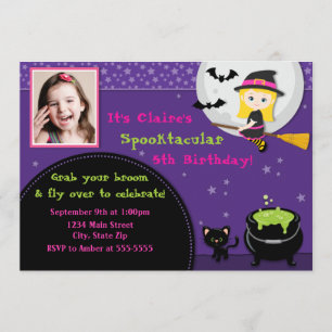 Witch Halloween Anniversaire Invitation Blonde