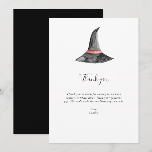 Witch Halloween Baby shower Dank je Minimal Bedankkaart (Voorkant / Achterkant)