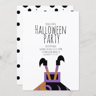 Witch Halloween Cute Birthday Party Event Kaart