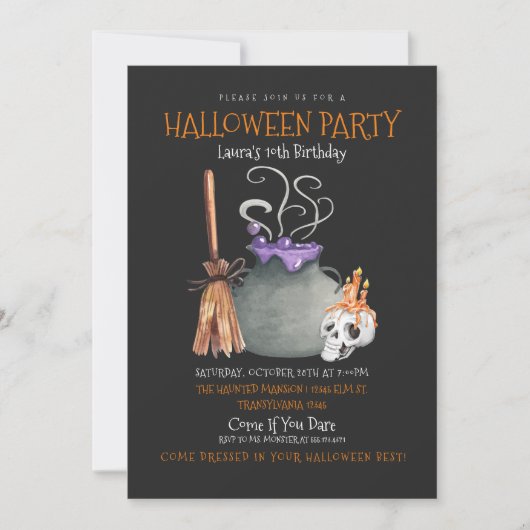 Witch Halloween Invitation Anniversaire (Devant)
