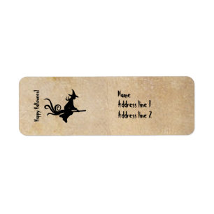 Witch Halloween Parchment Adresetiketten Etiket
