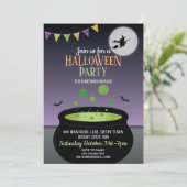 Witch Halloween Party Nodig Slechte Ketel uit Kaart (Staand voorkant)