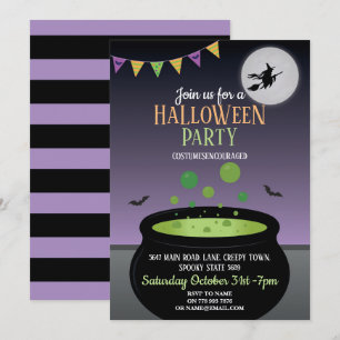 Witch Halloween Party nodigt het schaamse Cauldron Kaart