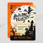 Witch, Halloween Party, Potluck Invitation Kaart (Voorkant / Achterkant)