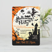 Witch, Halloween Party, Potluck Invitation Kaart (Staand voorkant)