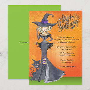 Witch Halloween Uitnodiging, Adult Costume Party Kaart