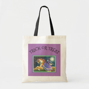 WITCH, HALLOWEEN UNICORN, BLACK CAT-Trick or treat Tote Bag