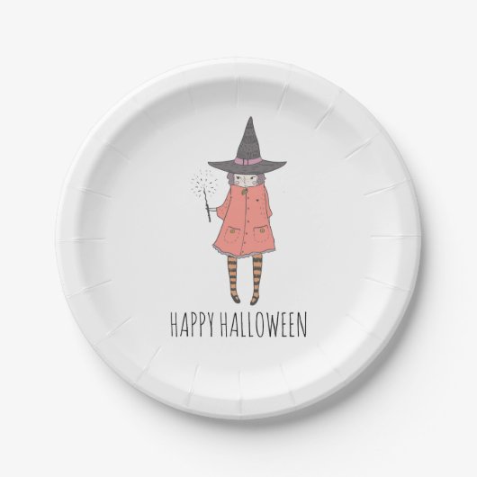 Witch Happy Halloween Napkins Papieren Bordje (Voorkant)