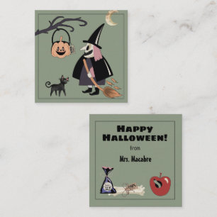 Witch Happy Halloween van de schoolsluitkaart Informatiekaartje