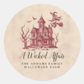 Witch Haunted House  Halloween Party Ronde Sticker (Voorkant)