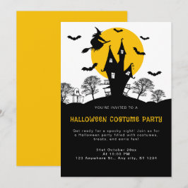 Witch Haunted House Oranje en zwarte Halloween Par Kaart