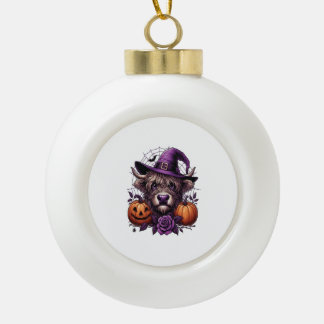 Witch Highland Halloween Cow Keramische Bal Ornament