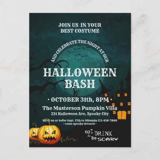 Witch House Citrouilles Pleine lune Invitation Hal (Devant)