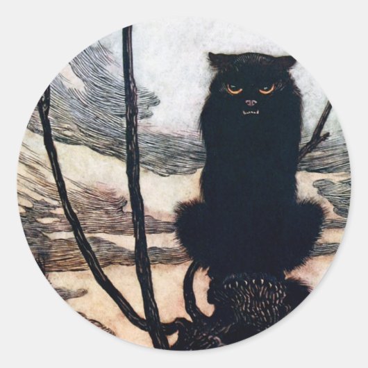 Witch in Cat Form Ronde Sticker (Voorkant)