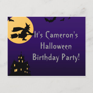 "Witch In Flight at Midnight" - Halloween Birthday Kaart