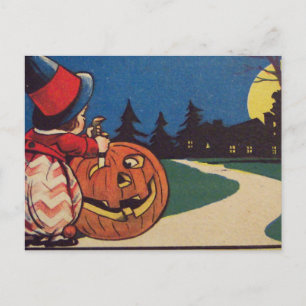 Witch Jack O Lantaarn Full Moon Carving Pumpkin Briefkaart
