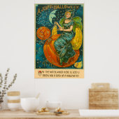 Witch Jack O Lantern Bird Pumpkin Crescent Moon Poster (Keuken)