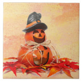 Witch Jack-O-Lantern Tegeltje (Voorkant)