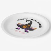 Witch Kat Face Halloween Papieren Bordje (Gekanteld)