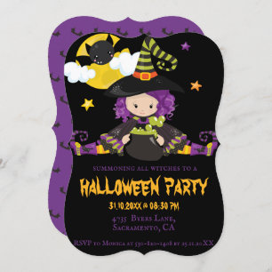 Witch Kinder Halloween Block Party Kaart