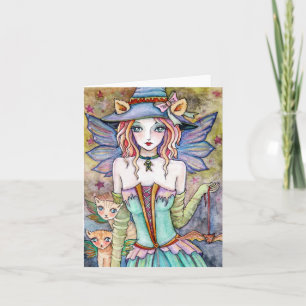 Witch Kitty Cat Bat * Night Walkers * Blank card Kaart