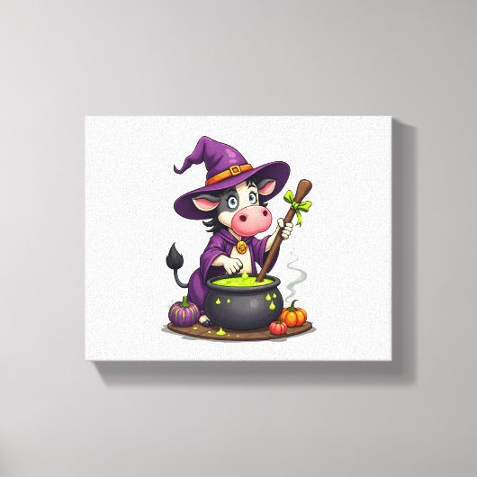 Witch Koe Cauldron Brew Canvas Afdruk (Voorkant)