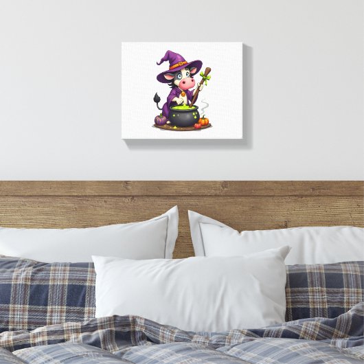Witch Koe Cauldron Brew Canvas Afdruk (Insitu (Slaapkamer))